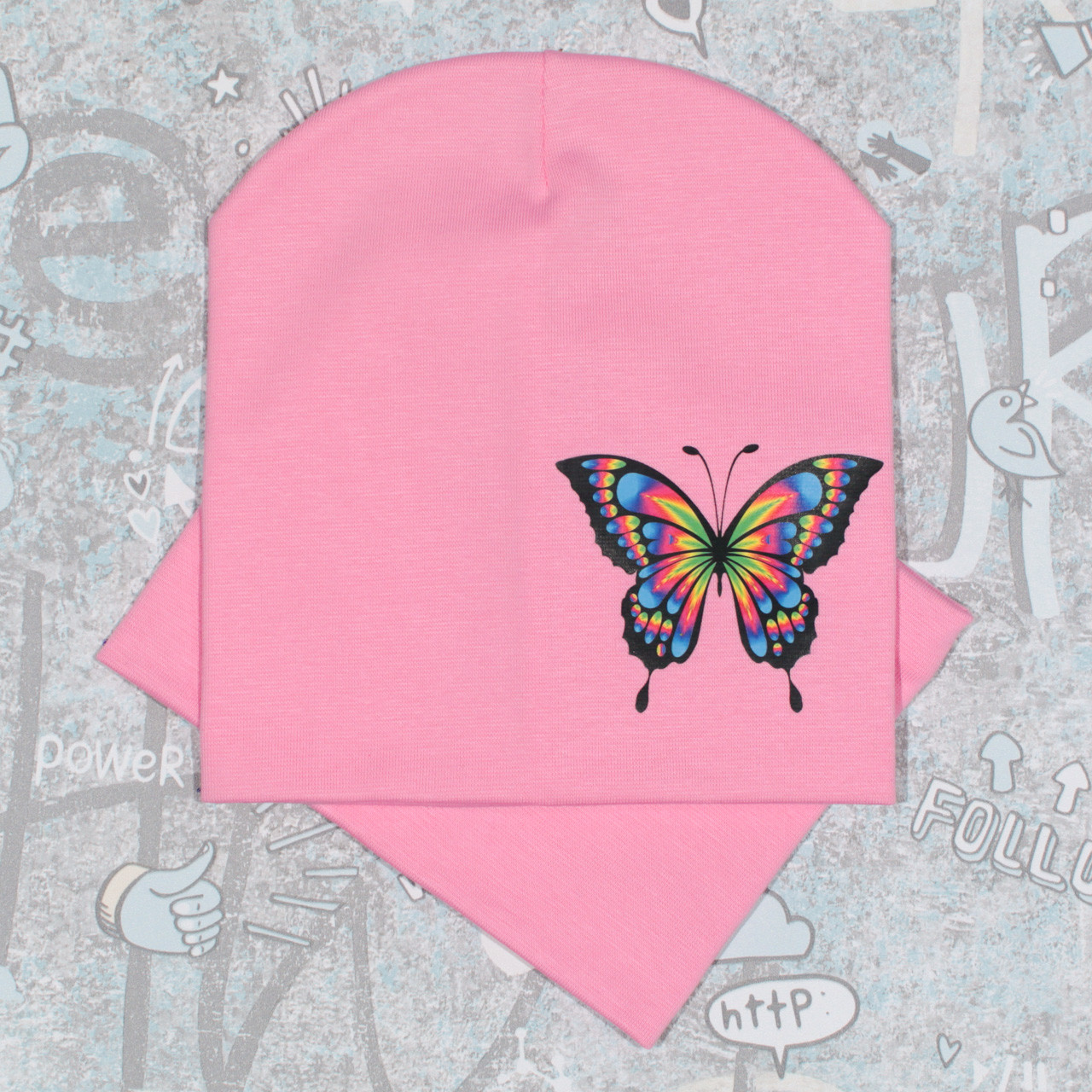Дитячий Весняна Шапка Метелик - Комплект рожевий