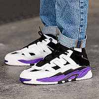 Кросівки чоловічі шкіряні Adidas Niteball Purple White демісезон чорні з білим фіолетовий стильні