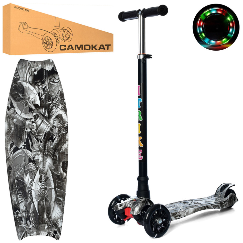 Самокат Детский MAXI ITrike JR 3-055-3-WP10 С Подсветкой, Time.