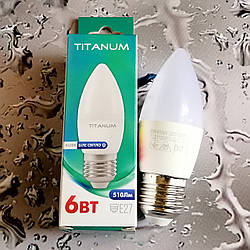 Лампочка LED Titanum 6W С37 E27 4100K 220 V (55-65 Вт.) Біле світло Art. TLС3706274