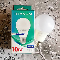 Лампочка LED Titanum 10W A60 E27 4100K 220 V (70-80 Вт.) Біле світло Art. TLA6010274