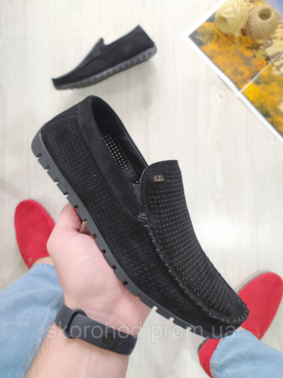 Чоловічі мокасини Legges чорний натуральний замш 39-48