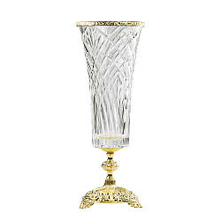 Ваза на ніжці Cre Art «LUCIDO» із золота, латуні та кришталю