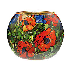 Ваза скляна Goebel «Східний мак» з репродукцією картини Louis Comfort Tiffany, 26 х 22 см