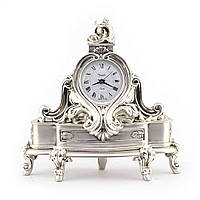 Часы настольные Linea Argenti «Империя» из серебра и мраморной крошки, 24 см