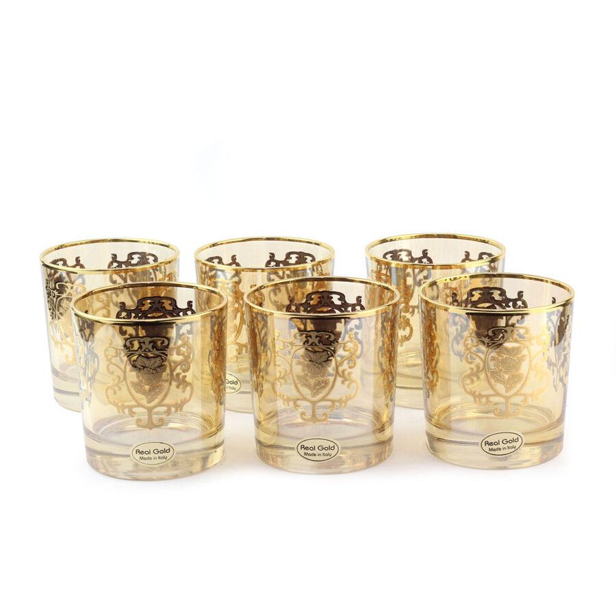 Набор бокалов для виcки Art Decor «Old fashion», 6 шт. / стекло, золото - фото 1 - id-p1600423504