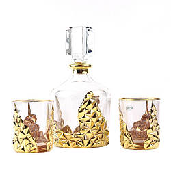 Набір для віскі Same «Rest»: 1 графин, 2 склянки / кришталь, золото