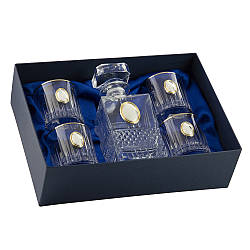 Набір кришталевий Boss Crystal «Гармонія Голд»: графин та 4 склянки