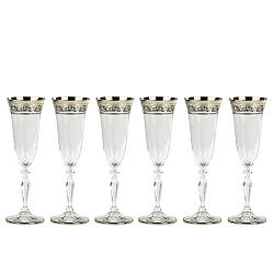 Набір з 6-ти келихів для шампанського Cre Art "CALICE ALLEGRO", кришталь/платина