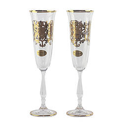 Набір з 6-ти келихів для шампанського Art Decor «FLUT ANTIK POSITANO», кришталь/золото