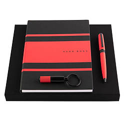 Набір Hugo Boss Gear Matrix Red: кулькова ручка, блокнот A5 та брелок