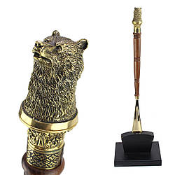 Рожок для взуття «Ведмідь» з бронзи та дерева, 58 см