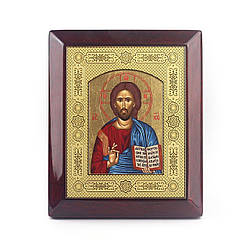 Ікона «Ісус Христос» з дерева із золотом та міддю від Credan, 11,5 х 14 см