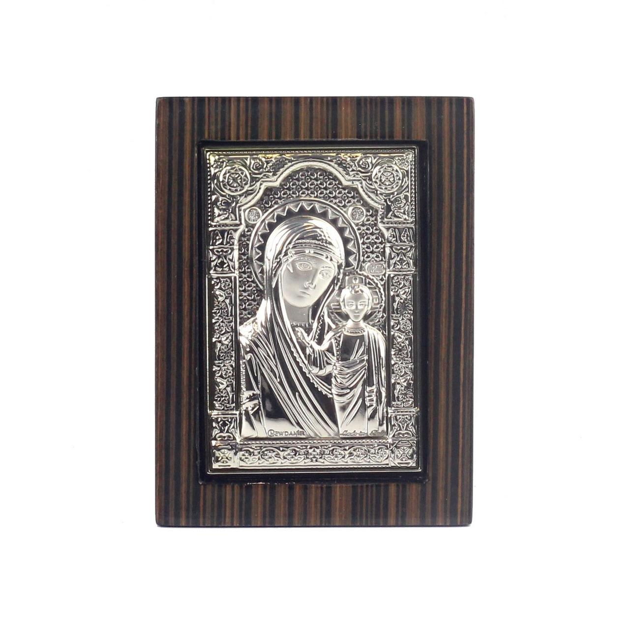 Ікона «Божа мати з немовлям» від Linea Argenti, дерево/метал, 8,6 х 11 см, фото 1