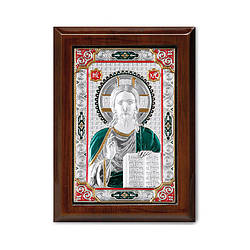 Ікона «Ісус» від Linea Argenti на дереві зі сріблом, золотом та емаллю, 8,6 х 11 см