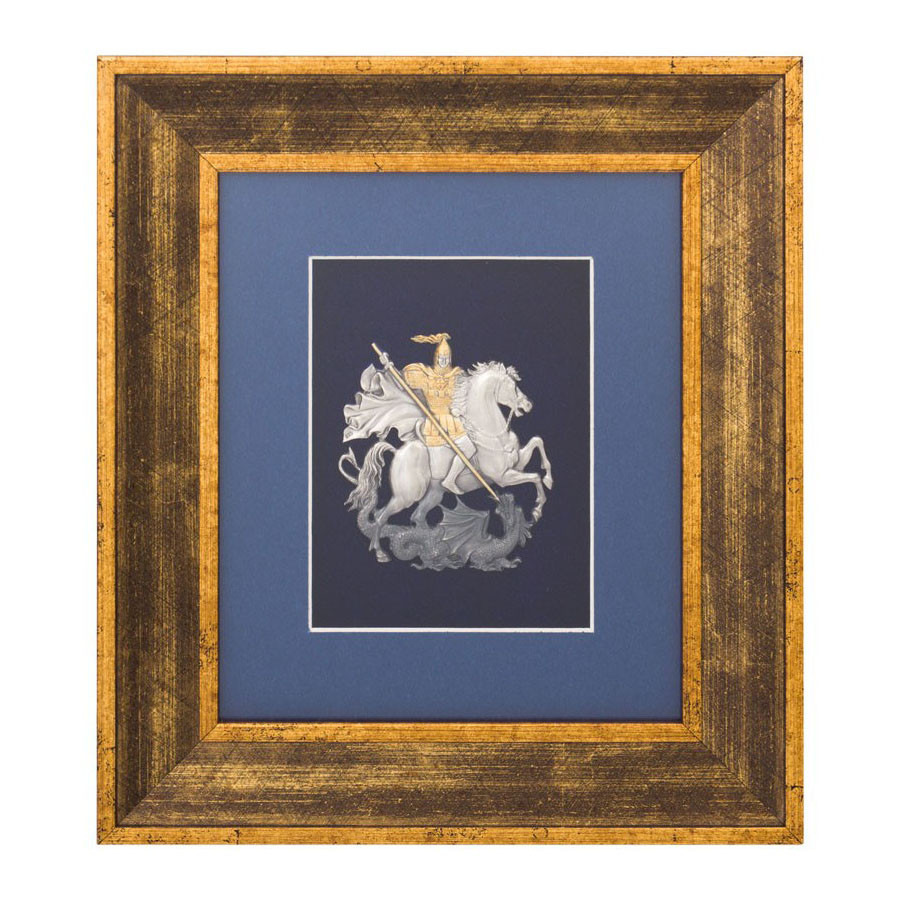 Икона «Святой Георгий Победоносец» на дереве с золотом, медью и серебром, 24 х 20 см - фото 1 - id-p1600423976