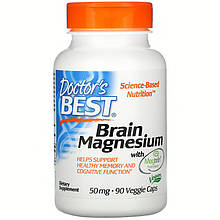 Магній для мозку Doctor's Best "Brain Magnesium with Magtein" когнітивна підтримка, 50 мг (90 капсул)