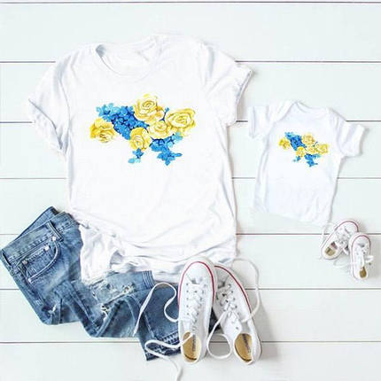 Футболка жіноча з бавовни з красивим ніжним принтом Sfad802, фото 1