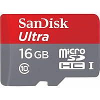 Карта пам'яті San Disk microSD HC Ultra UHS-I 16GB Class 10 + SD adapter (4509)