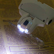 Лупа налобна бінокулярна 9892B2C з LED-підсвіткою, вбудованим акумулятором і зарядкою від USB, фото 7