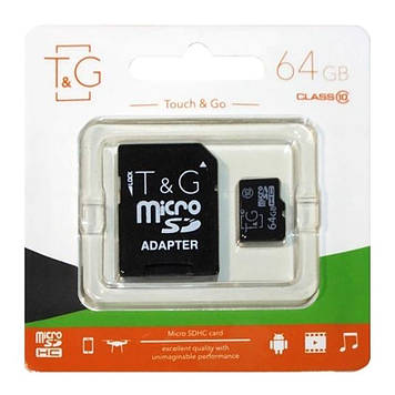 Картка пам'яті T&G microSDHC 64 GB class 10 (з адаптером)