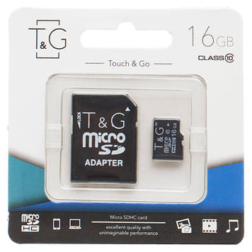 Картка пам'яті T&G microSDHC 16 GB class 10 (з адаптером)