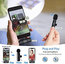 Бездротовий мікрофон петличний ABC К800 для iPhone і Android (Lightning і Type-C) Петличка для блогерів, фото 3