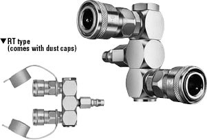 БРС Nitto Kohki Rotary Line CUPLA з поділом потоку та обертання на 360 град. для повітря й газів