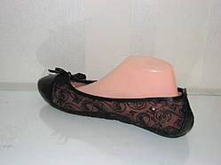 Балетки літні чорні гіпюрові закритий ніс 36