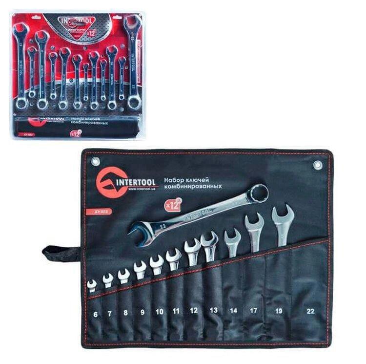 Набір комбінованих ключів 12шт INTERTOOL XT-1512, у брезенті, фото 1