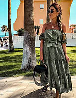 Жіноча довга сукня гумка колір хакі SET92-291409 42-46
