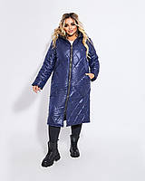 Женское пальто зимнее Laura Kim синий ромб размер 50/52 SET92-332782 р. 50-52