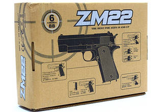Пістолет залізний дитячий, стріляє пластиковими кулями 6 мм, чорний ZM22