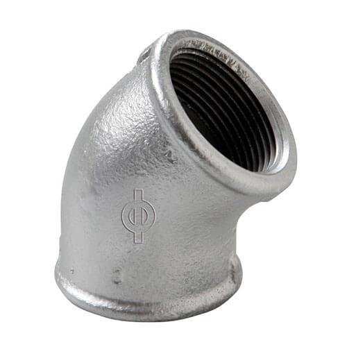 Коліно чавунне оцинковане Ø1/2" ВВ 45° Berg Montana 12025003, фото 1