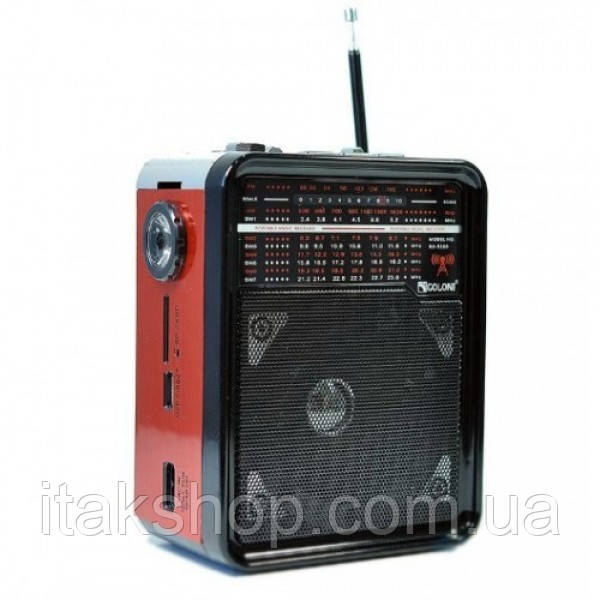 Колонка радиоприемник Golon RX-9100 с фонариком FM радио (Красный) - фото 2 - id-p1600674237