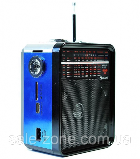 Колонка + FM радіо Golon RX-9100 з ліхтарем (Синій)