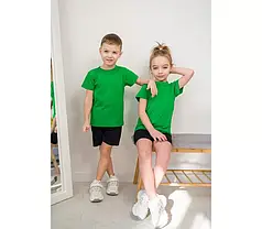 Футболка для хлопчика зелена однотонна  Кулір зріст 122-128 см. Легка 1529