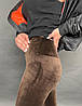 Лосіни жіночі велюрові шоколадного кольору в дрібний рубчик, фото 4