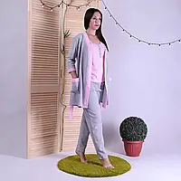 NEW! Жіночі трикотажні комплекти - піжама з брюками та халат - серія 19016 Mindal Light Сіро-рожевий ТМ УКРТРИКОТАЖ!