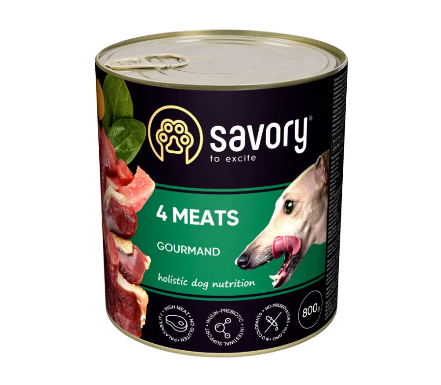Влажный корм для взрослых собак Savory 800 г (мясное ассорти)