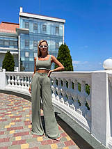 Трендовий жіночий костюм цього літа топ і штани палаццо з жниварки розміри норма, фото 2