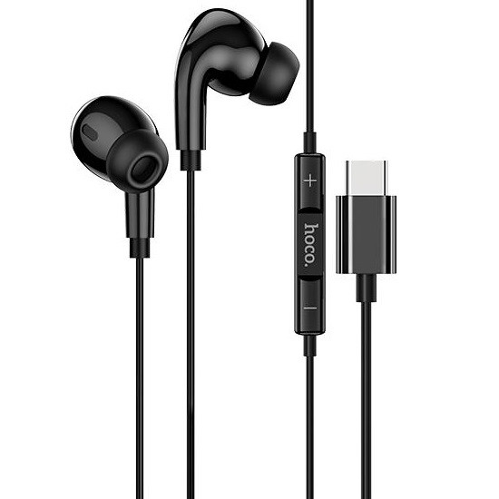 Навушники провідні із штекером Type-C вкладиші з мікрофоном гарнітура HOCO M83 Чорний, фото 1