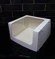 Коробка біла для торта з вікном 25*25*15 см