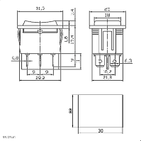 Клавішний перемикач RS-203-4C ON-OFF-ON 6 pin, чорний