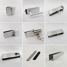 Фурнітура для скла, кріплення для скла та скляних конструкцій