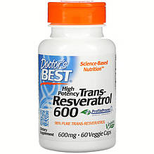 Транс-ресвератрол Doctor's Best "High Potency Trans-Resveratrol" 600 мг, високоефективний (60 капсул)