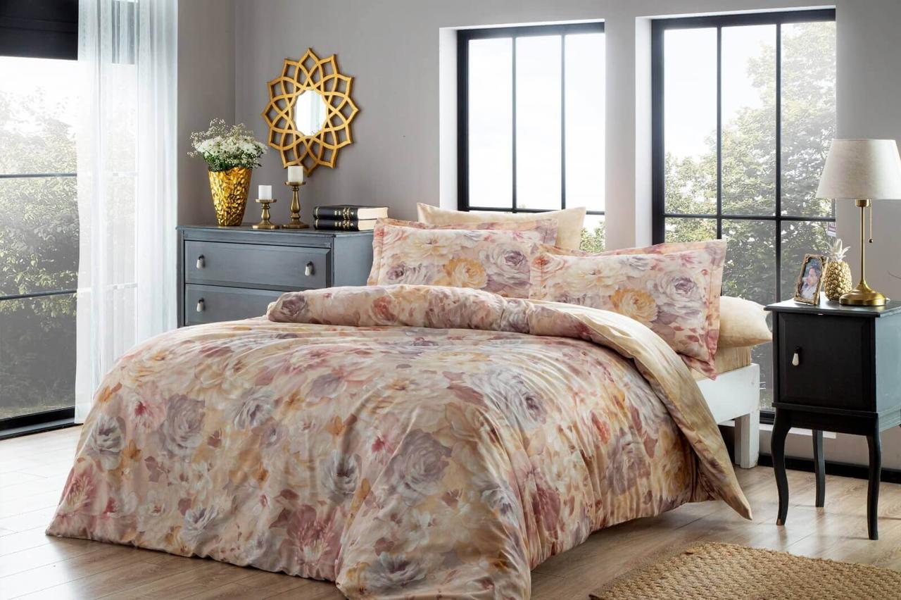 Сімейна Турецька Постільна Білизна TAC Morne Сатин Digital 160х220см (2 шт), фото 1