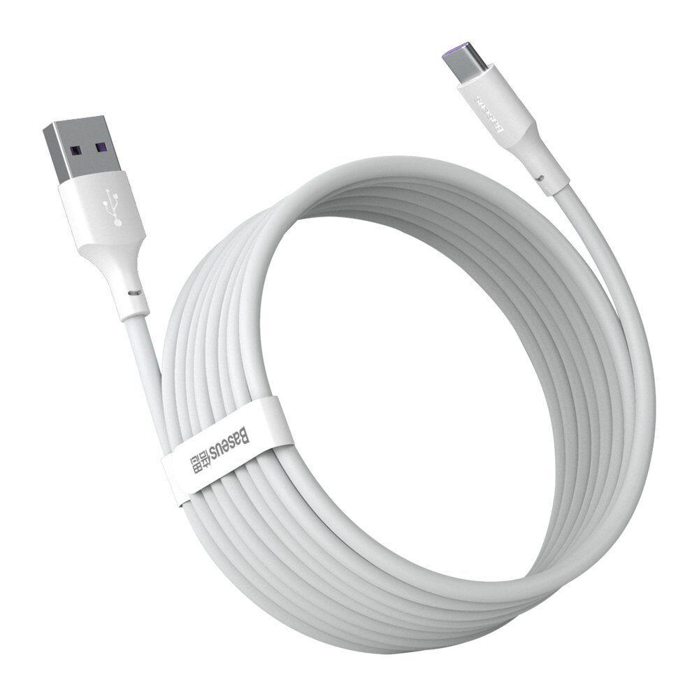 Кабель зарядный USB Type-A to Type-C Baseus Simple Wisdom Data Cable 40W 5A 2 шт 1.5 м White (TZCATZJ-02), фото 1