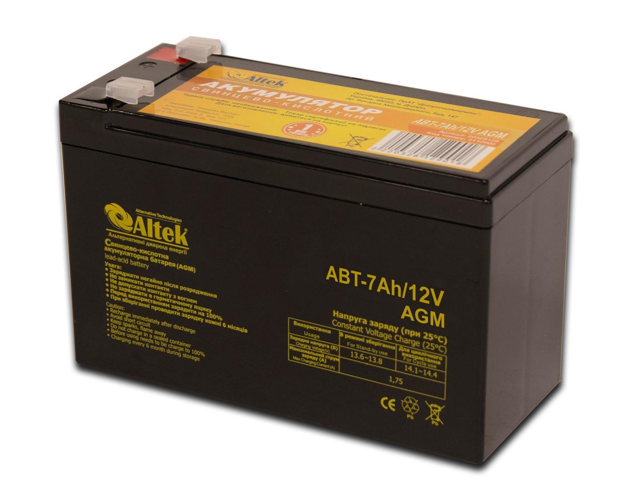 Акумулятор ALTEK ABT-7Аh/12V AGM, фото 1