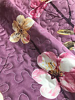 Покривало на диван ліжко з квітковим принтом, фіолетове (М15-2), фото 4